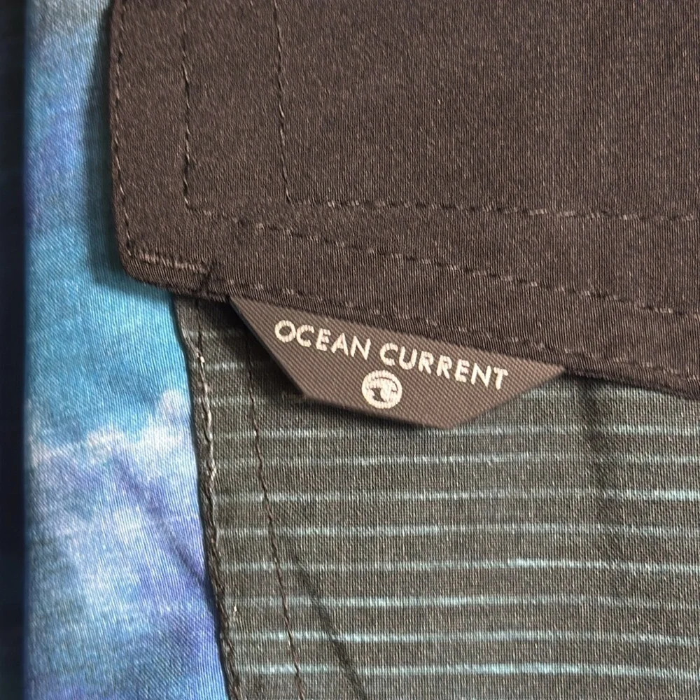 Ocean currents Men's Blue‎ and Black Swim Shorts size 36 no netting swim trunks